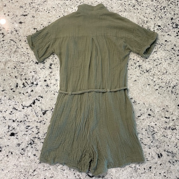 Olive Green Button-Up Romper - Picture 3 of 5